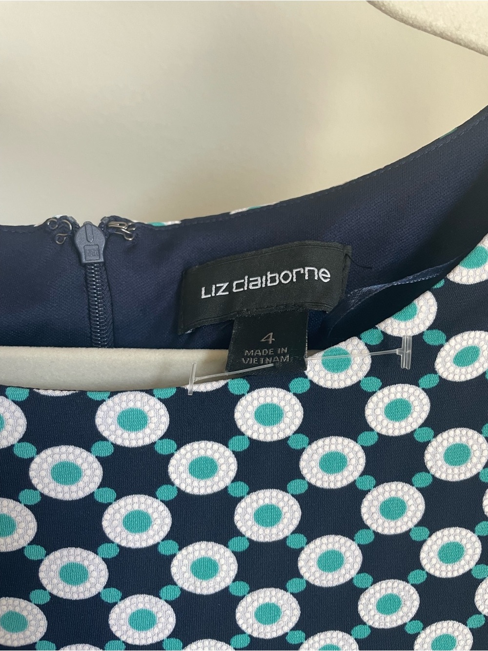 Liz Claiborne Navy and White Polka Dot Midi Dress - Picture 4 of 7
